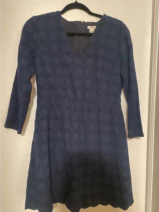 J. Crew Dresses & Skirts - J. Crew Midnight Blue Eyelet Long Sleeve Dress
